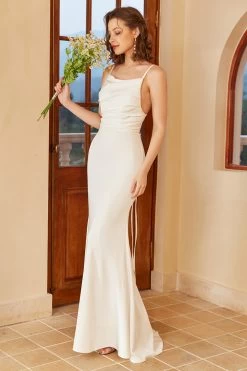 Eenvoudige Zeemeermin Boho Trouwjurk -Jurken Korting Winkel 03004916 White 5