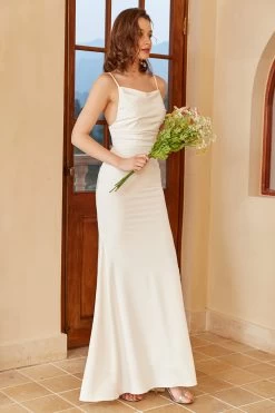 Eenvoudige Zeemeermin Boho Trouwjurk -Jurken Korting Winkel 03004916 White 7