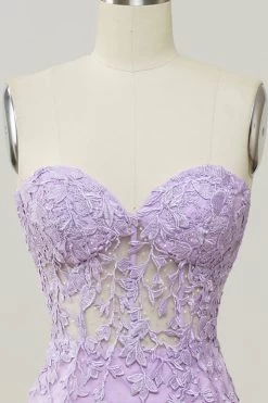Paarse Sweetheart Hals Zeemeermin Galajurk Met Appliques -Jurken Korting Winkel 04032554 Purple 4