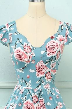 Blauwe Rose Floral Vintage Jurk 7 Blauwe Rose Floral Vintage Jurk -Jurken Korting Winkel 0eea6fa419c0923fcee522e4c97a2975