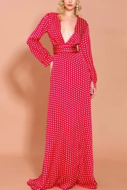 Boheemse Polka Dot Jurk Met Lange Mouwen