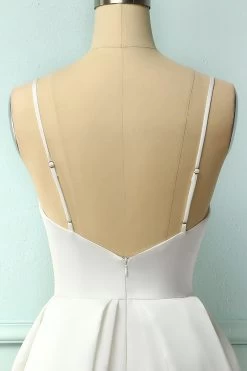 Witte Midi Jurk Met Spaghettibandjes -Jurken Korting Winkel 19101202838