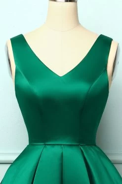 Groene Satijnen Homecoming Baljurk -Jurken Korting Winkel 19101603276