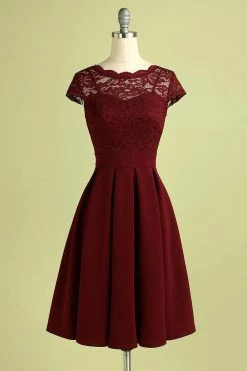 Vintage Bordeaux Rode Kanten Jurk