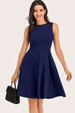 Navy Solid Mouwloze Jaren 1950 Swing Dress 9 Navy Solid Mouwloze Jaren 1950 Swing Dress -Jurken Korting Winkel 2021060917375960c08bf7b44a3