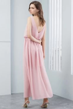 V Hals Blush Bruidsmeisje Jurk Met Split Front -Jurken Korting Winkel 2021061216594060c4777c2c1b4