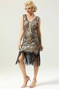 Golden Fringe Jaren 1920 Jurk -Jurken Korting Winkel 2021062418062860d4592423fa0