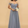 Off The Shoulder Chiffon Bruidsmeisje Jurk -Jurken Korting Winkel 28009009 3
