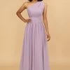 Lila Chiffon One Shoulder Bruidsmeisjes Jurk Met Ruches 2 Lila Chiffon One Shoulder Bruidsmeisjes Jurk Met Ruches -Jurken Korting Winkel 28009013Lilac