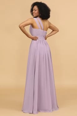 Lila Chiffon One Shoulder Bruidsmeisjes Jurk Met Ruches -Jurken Korting Winkel 28009013 20 5