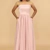 A Lijn Strapless Blush Satijn Lange Bruidsmeisje Jurk -Jurken Korting Winkel 28009026 13 first