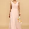 A Line V Neck Blush Chiffon Lange Bruidsmeisje Jurk -Jurken Korting Winkel 28009027 2 first