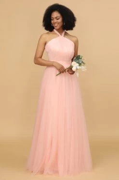 A Lijn Halter Blush Lange Bruidsmeisje Jurk -Jurken Korting Winkel 28009029 20 1