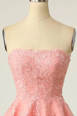 Blush Strapless Korte Galajurk Met Appliques -Jurken Korting Winkel 281059 Blush 2