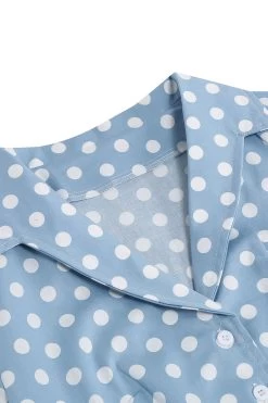 Hepburn Style V Hals Blauwe Polka Dots 1950s Jurk -Jurken Korting Winkel 3D5A0211 17 03 2023