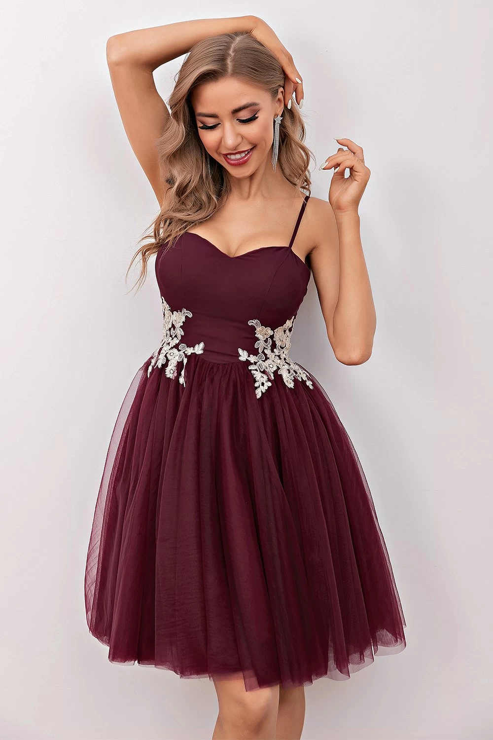 Burgundy Korte Gala Homecoming Jurk 7 Burgundy Korte Gala Homecoming Jurk - Afbeelding 5