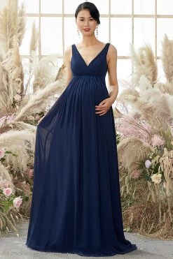 V Nek Lange Moederschap Bridesmaid Dress