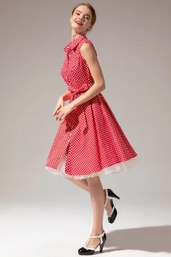 Mouwloze Polka Dot Jaren 1950 Jurk -Jurken Korting Winkel 8f478d2eb6c3329388eedbac495307fb