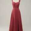 Sweetheart Mouwloze Lange Bruidsmeisjesjurk Met Split -Jurken Korting Winkel AHANR170 Desert Rose 1 first