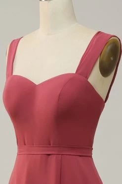 Sweetheart Mouwloze Lange Bruidsmeisjesjurk Met Split -Jurken Korting Winkel AHANR170 Desert Rose 5