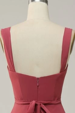 Sweetheart Mouwloze Lange Bruidsmeisjesjurk Met Split -Jurken Korting Winkel AHANR170 Desert Rose 6