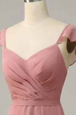 Stoffige Roos A Lijn Ruches Lange Bruidsmeisjesjurk Met Split 12 Stoffige Roos A Lijn Ruches Lange Bruidsmeisjesjurk Met Split -Jurken Korting Winkel AHCR2023416 Dusty Rose 5