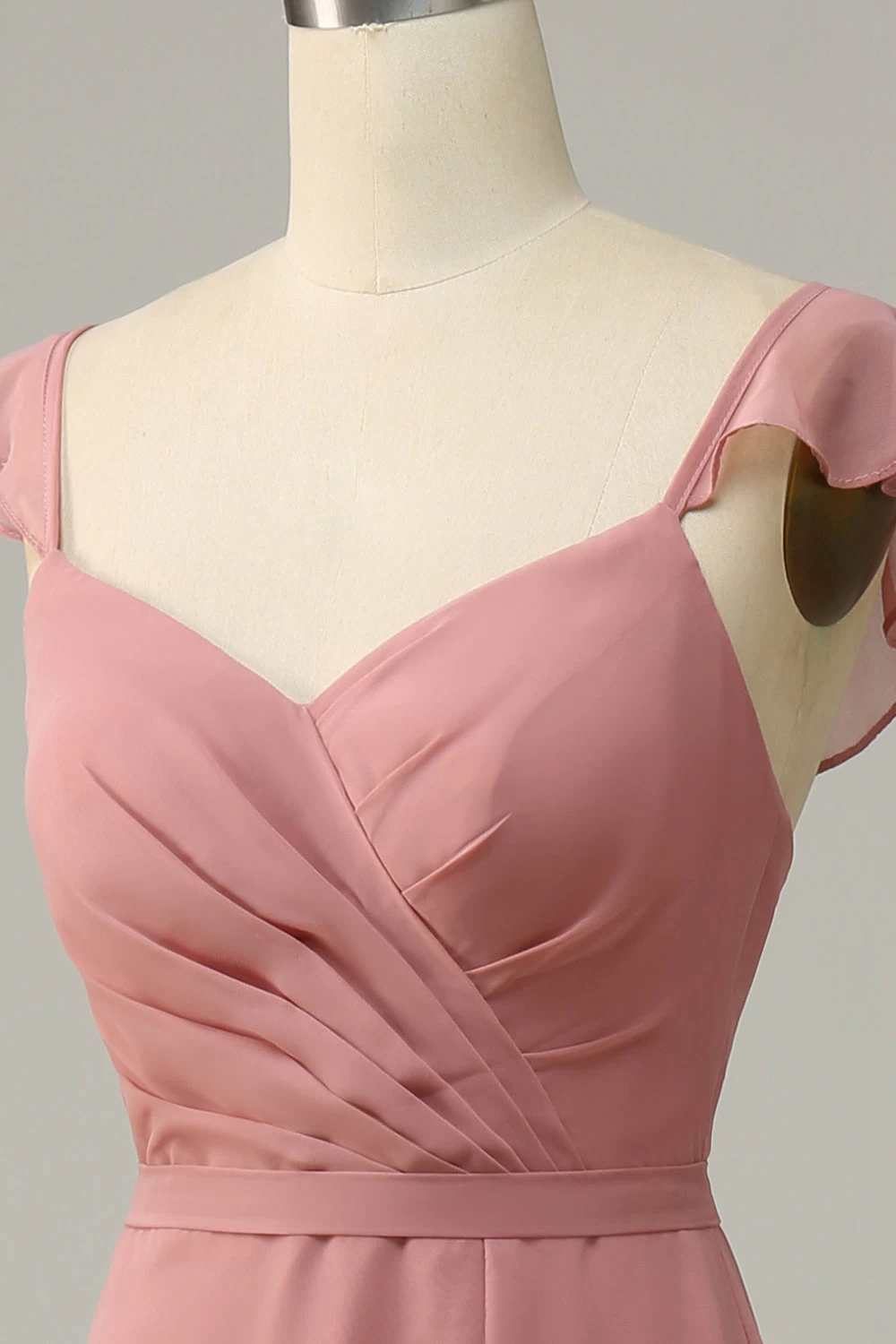 Stoffige Roos A Lijn Ruches Lange Bruidsmeisjesjurk Met Split 7 Stoffige Roos A Lijn Ruches Lange Bruidsmeisjesjurk Met Split - Afbeelding 5