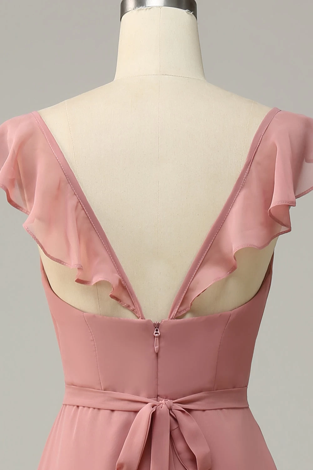 Stoffige Roos A Lijn Ruches Lange Bruidsmeisjesjurk Met Split 8 Stoffige Roos A Lijn Ruches Lange Bruidsmeisjesjurk Met Split - Afbeelding 6