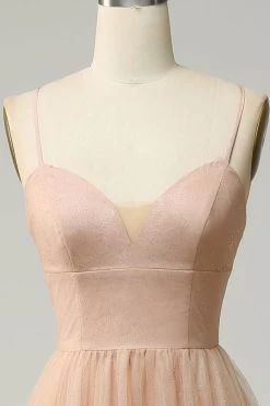 Champagne A Line Spaghetti Bandjes Bruidsmeisje Jurk -Jurken Korting Winkel AHQX3562 Champagne 4