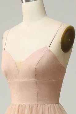 Champagne A Line Spaghetti Bandjes Bruidsmeisje Jurk -Jurken Korting Winkel AHQX3562 Champagne 5