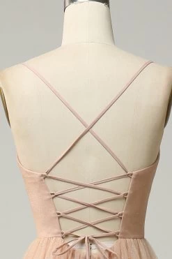 Champagne A Line Spaghetti Bandjes Bruidsmeisje Jurk -Jurken Korting Winkel AHQX3562 Champagne 6