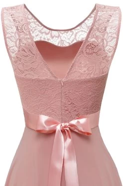 Blush Ronde Hals Kant Jurk Met Open Rug 16 Blush Ronde Hals Kant Jurk Met Open Rug -Jurken Korting Winkel BLP7005Blush 6