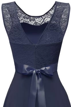 Blush Ronde Hals Kant Jurk Met Open Rug 21 Blush Ronde Hals Kant Jurk Met Open Rug -Jurken Korting Winkel BLP7005Navy 6