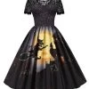 Halloween Party Kant Print Vintage Jurk -Jurken Korting Winkel CGGXH0130 Black 1 first