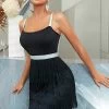 A Line Spaghetti Straps Zwart Cocktail Jurkje Met Kwastje -Jurken Korting Winkel CGGXH0285 Black 1 first 2c759e78 b1d7 4b6c 8574 82c07021b870