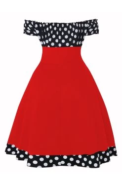 Off The Shoulder Polka Dots Jaren 1950 Jurk 21 Off The Shoulder Polka Dots Jaren 1950 Jurk -Jurken Korting Winkel CGLLY30384 20Red 20 3