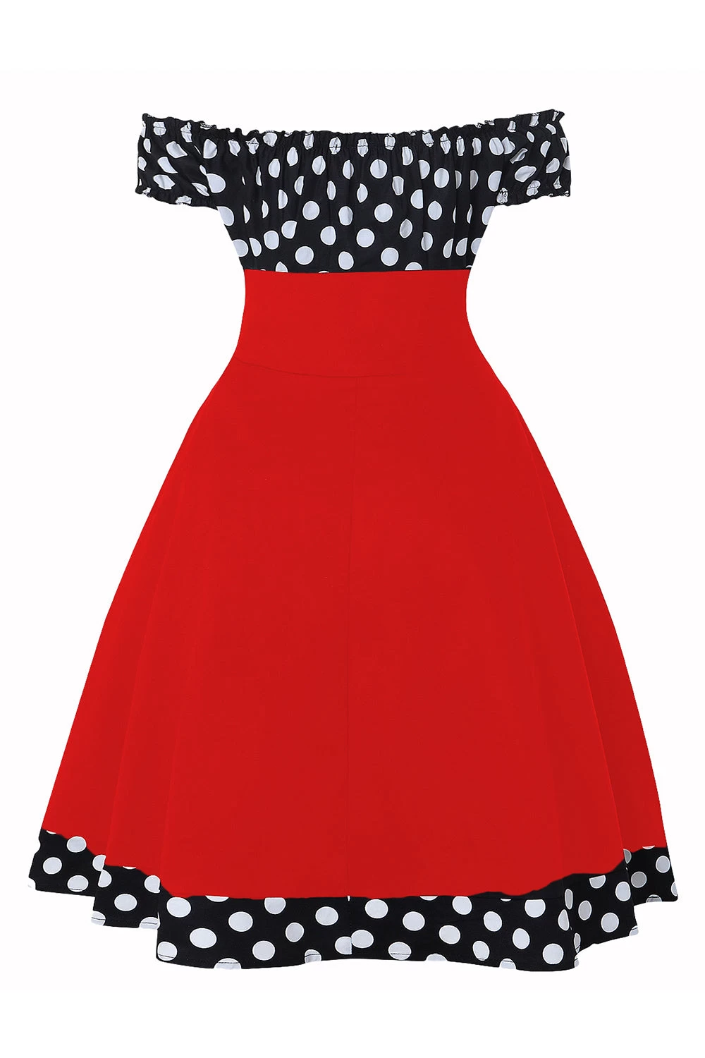 Off The Shoulder Polka Dots Jaren 1950 Jurk 12 Off The Shoulder Polka Dots Jaren 1950 Jurk - Afbeelding 10