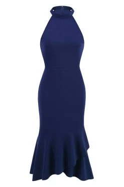 Halter Schede Zwarte Mouwloze Jaren 1960 Jurk -Jurken Korting Winkel CGLLY30547 20Navy 20 1