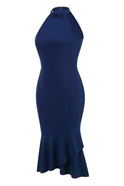 Halter Schede Zwarte Mouwloze Jaren 1960 Jurk -Jurken Korting Winkel CGLLY30547 20Navy 20 2