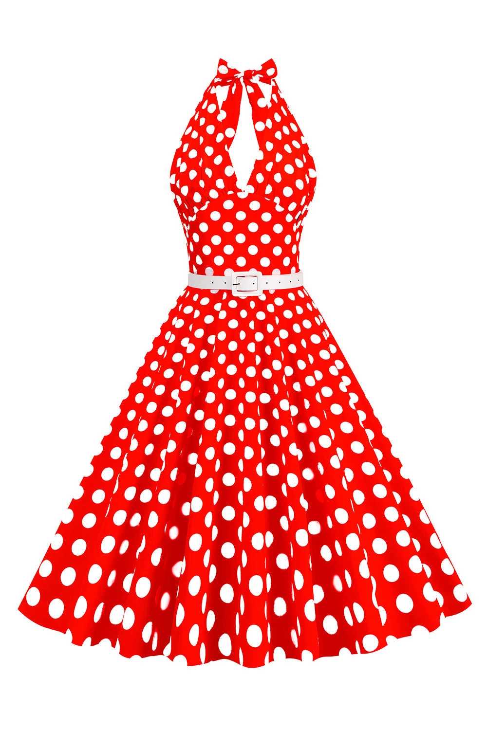 Hepburn Stijl Halter Hals Polka Dots Rood Jaren 1950 Jurk 3 Hepburn Stijl Halter Hals Polka Dots Rood Jaren 1950 Jurk