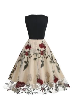 Blauwe Swing Jaren 1950 Jurk Met Borduurwerk -Jurken Korting Winkel CGLLY30559 20Red 20 3