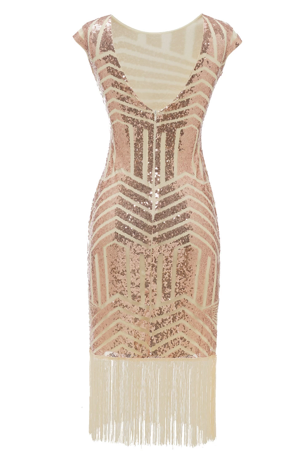 Blush Ronde Hals 1920s Flapper Jurk 4 Blush Ronde Hals 1920s Flapper Jurk - Afbeelding 2