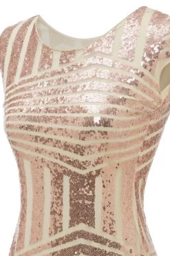 Blush Ronde Hals 1920s Flapper Jurk 11 Blush Ronde Hals 1920s Flapper Jurk -Jurken Korting Winkel CGZL221005 Blush 5