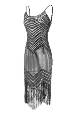 Bodycon Zwart Zilver Pailletten Jaren 1920 Jurk 16 Bodycon Zwart Zilver Pailletten Jaren 1920 Jurk -Jurken Korting Winkel CGZL221008 Black Silver 3