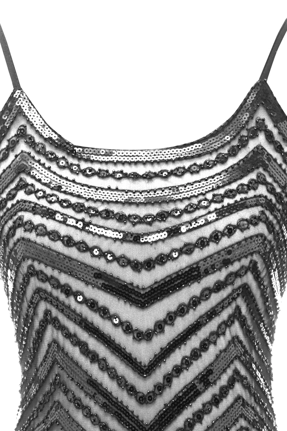 Bodycon Zwart Zilver Pailletten Jaren 1920 Jurk 6 Bodycon Zwart Zilver Pailletten Jaren 1920 Jurk - Afbeelding 4
