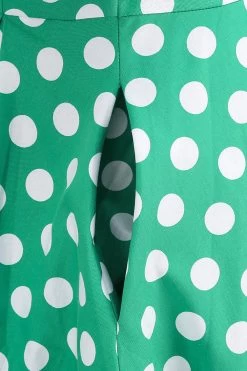 Groen Wit Dot Vintage Jurkje Met Korte Mouwen -Jurken Korting Winkel CGZL221119 Green WHite Dot 5