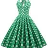 Groene Halter Polka Dots Jaren 1950 Jurk -Jurken Korting Winkel CGZL221122 Green 1 first