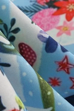 Lichtblauwe Bloemen Vintage Jaren 1950 Jurk -Jurken Korting Winkel CGZL221337 Light Blue 4