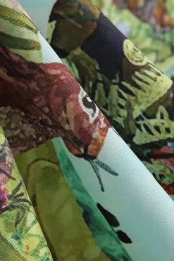 Lichtblauwe Bloemen Vintage Jaren 1950 Jurk -Jurken Korting Winkel CGZL221337 Light Green 4