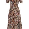 V Hals Floral 1950s Vintage Jurk -Jurken Korting Winkel CGZL221341 Black Floral 1 first